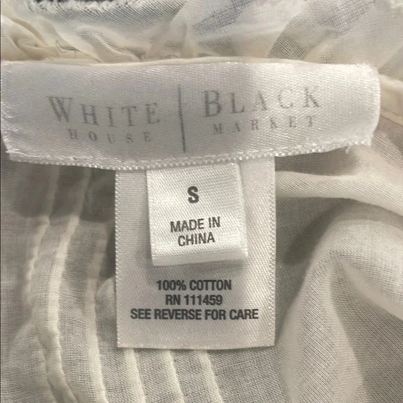 Vintage White House Black market semi sheer Cream Button-Up Blouse V-neck ruffle - Picture 9 of 10